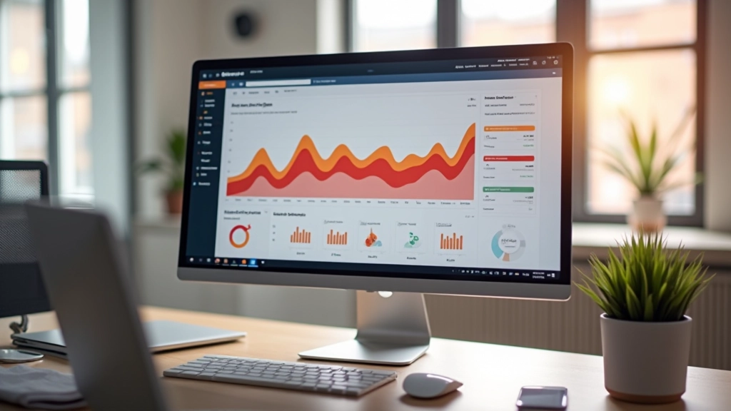 Analytics dashboard op scherm toont website heatmap met user interaction data en click patterns in warm kleuren