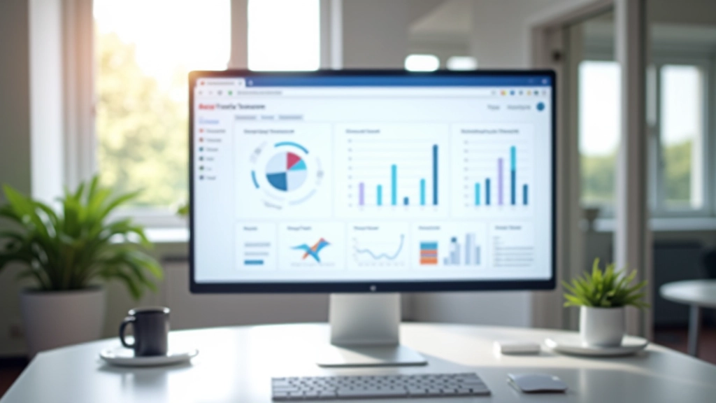 Monitor toont analytics dashboard met traffiekgegevens en conversie metriek